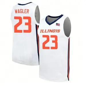 Illinois White #23 Wagler Basketball Jersey, College Style Mesh Tank Top, Game Day Shirt, Sports Fan Gift, Athletic Jersey for Men