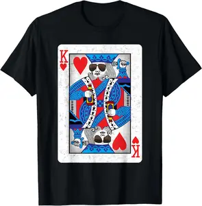 The Cool King of Hearts - Funny Poker Night T-Shirt Pure Cotton Graphic Tees Menswear Top: Gifts for Men & Women