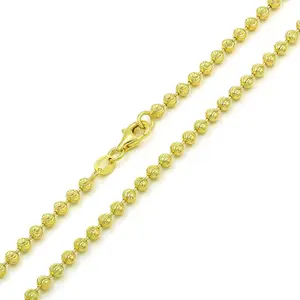 925 Sterling Silver 3mm Moon-Cut Ball Bead Gold Plated Chain