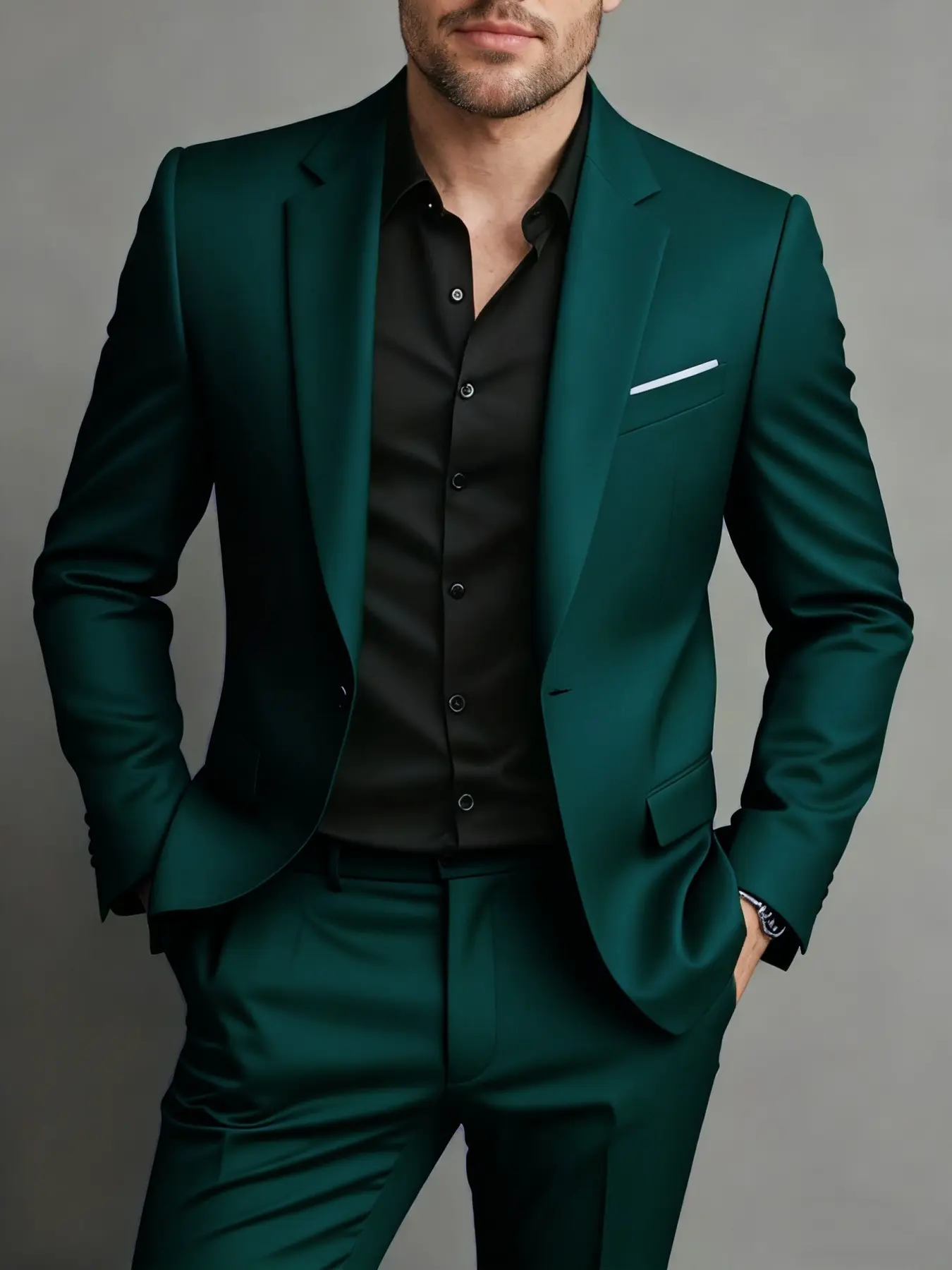 2pcs Men'S Suit Set - Elegant Slim-Fit Wedding, Business Suits Set, Party Outfit with Jacket & Trousers, Non-Stretch Fabric, Button-Up Lapel Collar, All-Season Formal Wear Fashion Suit Blazers Suit Sets