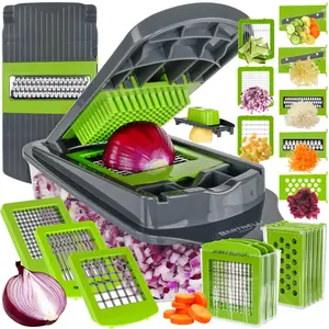 [New Deal] 15 Pc MultiFuctional Kitchen Gadgets for Onion, Veggie, Cheese Grater, Vegetables Cutter With Large Container, Easy to Clean Utensils