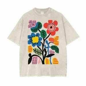 Scandinavian Theme Flower Shirt, Nordic Shirts, Bold Floral Print, Extra Large Design, Oversized Shirts for Men, Flower Tees for Her FFX