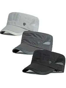 3Pack Men's Breathable Military Caps Cadet Army Caps Summer Flat Top Cap Outdoor Cap