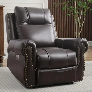 [Summer Sale]EBELLO Oversized Faux Leather Power Recliner Chair – Electric Lounge Chair with USB Charging Port, Wide Seat and Full Back Support – Ideal for Elderly, Movie Nights or Recovery Rest