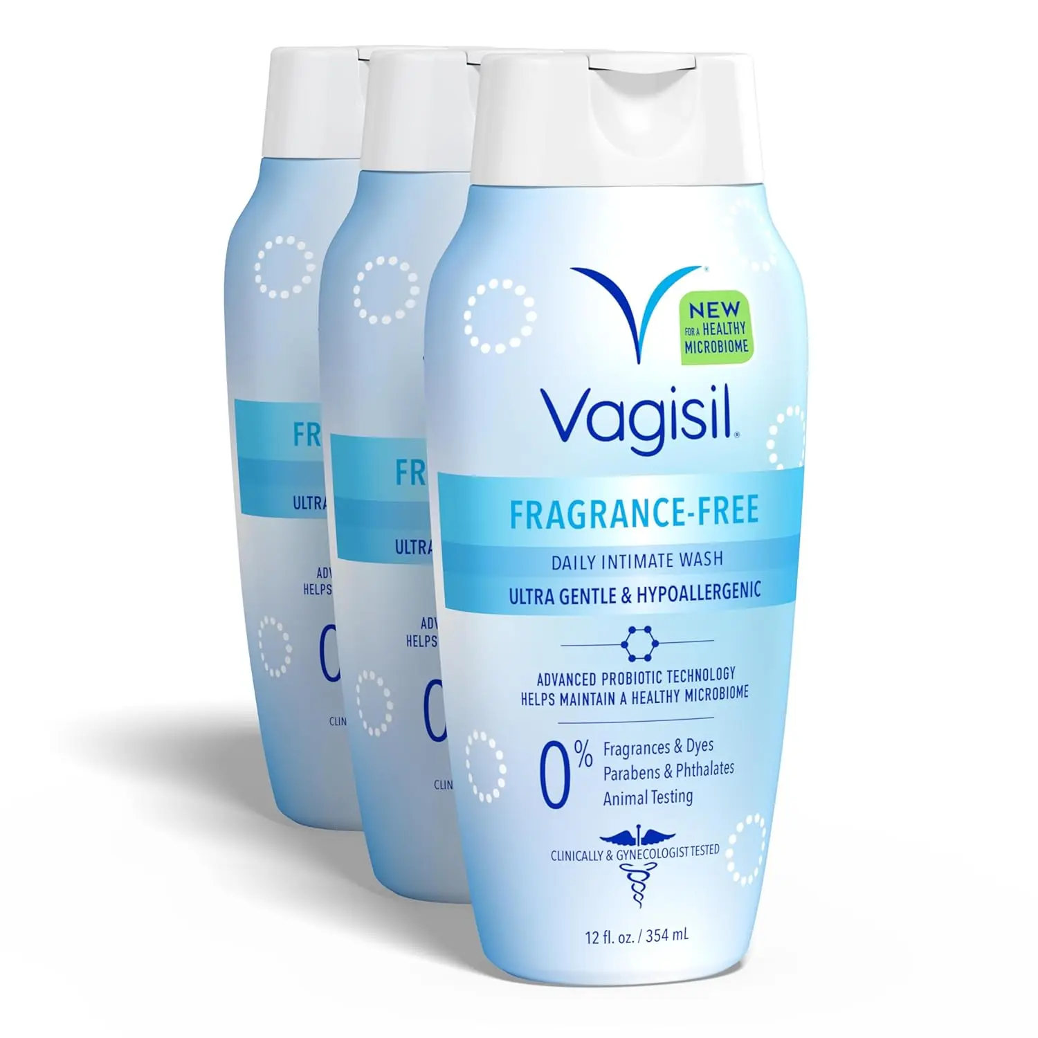 Vagisil Feminine Wash for Intimate Area Hygiene, pH Balanced and Gynecologist Tested, Fragrance-Free, 12 oz (Pack of 3)