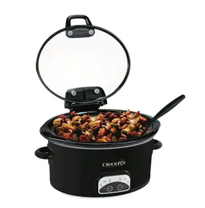 4.5-Quart Lift & Serve Hinged Lid Slow Cooker, One-Touch Control, Black