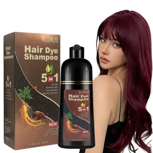 Natural Wine Red Hair Dye Shampoo for Gray Hair, 5-IN-1 Burgundy Hair Dye Shampoo, Red Hair Dye for Men Women Colors in Minutes, Easy to Use, Instant Hair Dye for All Hair Types（Red wine）
