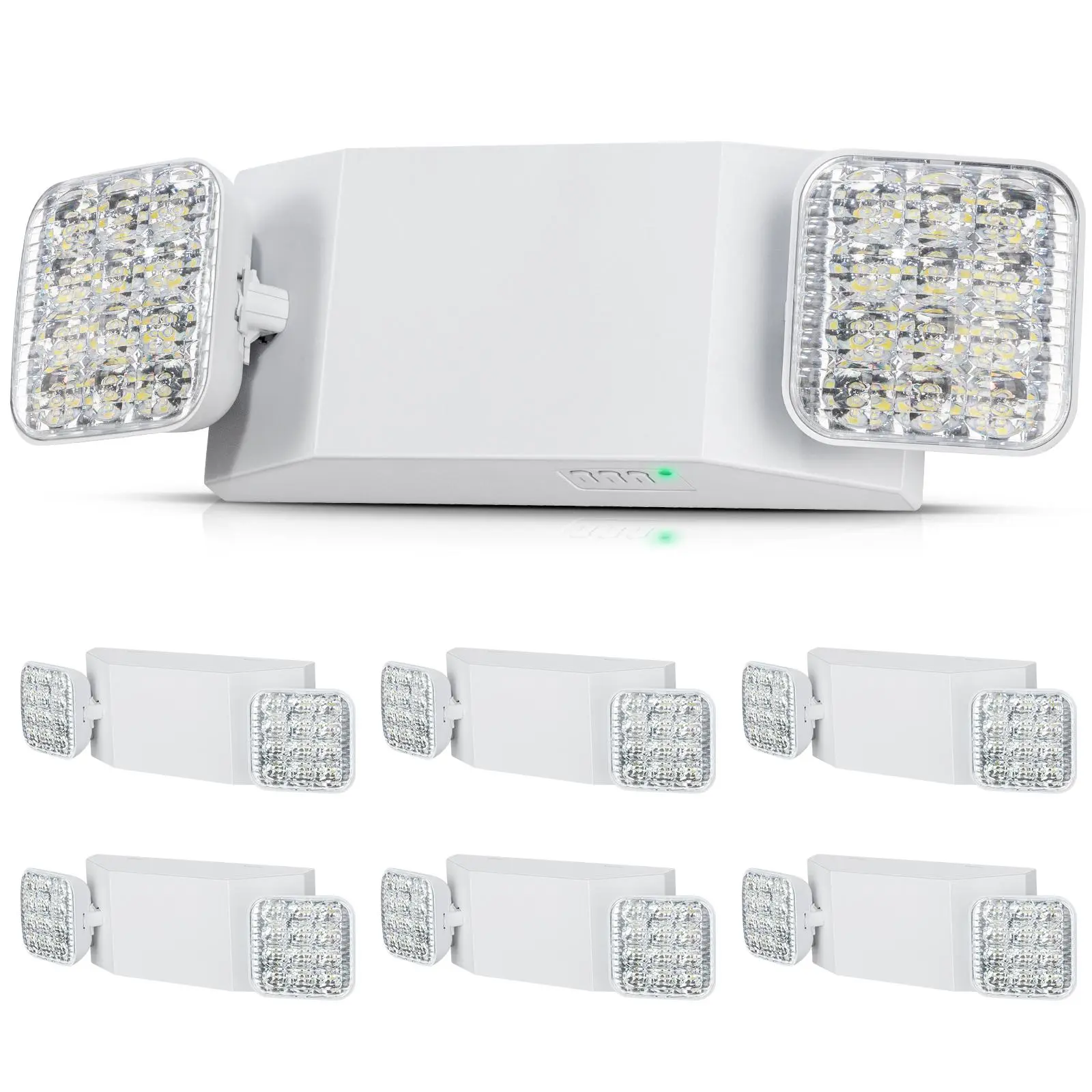 【Summerfinds】VEVOR 6 Pack Commercial Emergency Light 3WWhite LED Emergency Exit Lighting Fixtures with 180 Minutes Backup Battery Adjustable 2 LED Square HeadCeiling or Wall Mount for Business Power OutagesAdjustable LedsBright Led