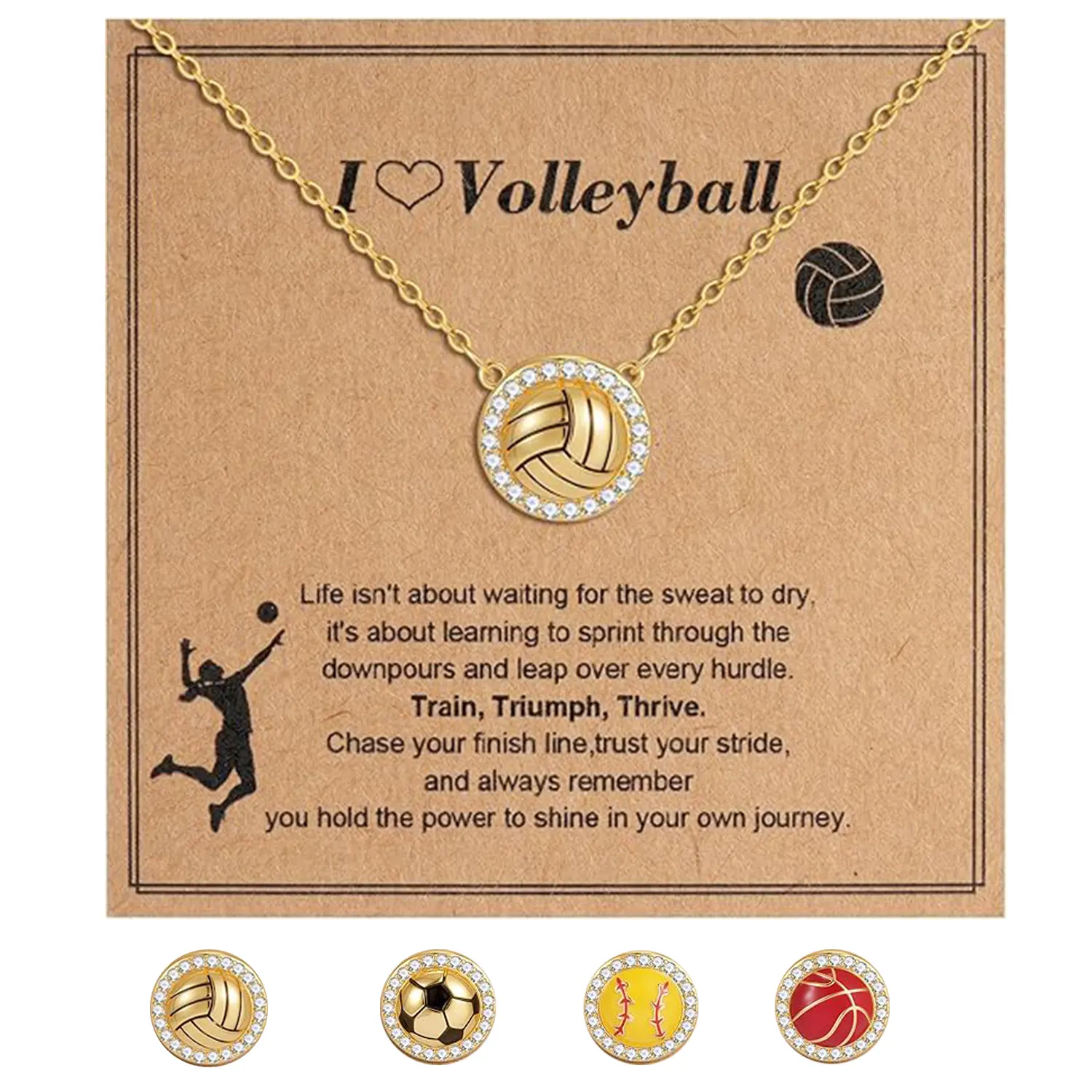 Baseball/football/volleyball/basketball Necklace Gift for Girls, Sports Pendant Necklace for Teenage Women, Perfect Birthday Present, Jewelry Gift