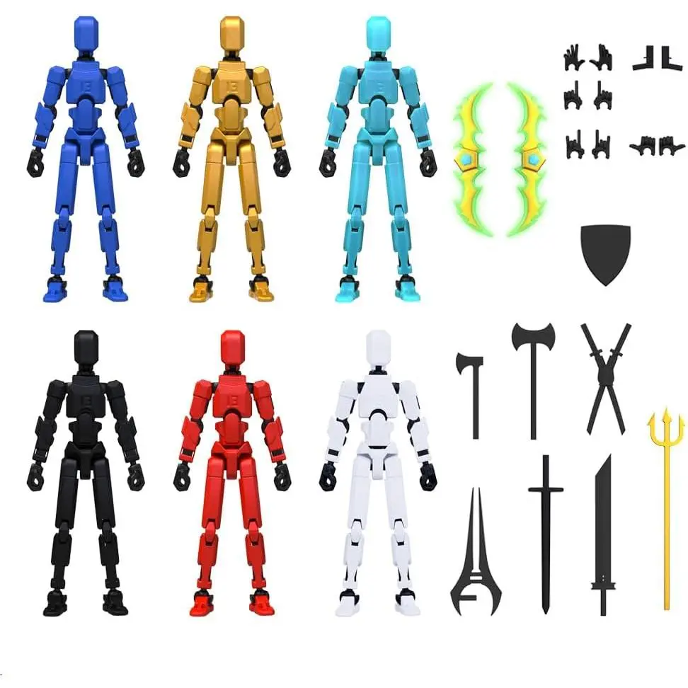 T13 Titan 6-Piece Action Figure Set , Fully Poseable, Multi-Jointed, Non-Toxic, Decorative, Screen-Free Movable Figurines, Collectible Doll, Small Minifigures, Ideal for Gifting & Collecting, Action Figure Doll