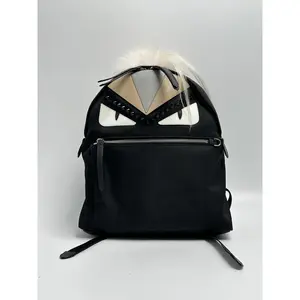 Pre-owned FENDI Nylon and Leather Backpacks Bag Bugs Monster Backpack Black FJ002FD