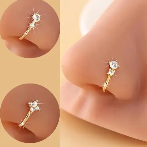 YLNWH 4 Piece U-Shaped Non-Piercing Nose Ring Clips, Fake Piercing, Elegant Sparkling Daily Party Jewelry, Chic Body Jewelry, Comfortable Clip-On Nose Cuffs for Unpierced Nostrils