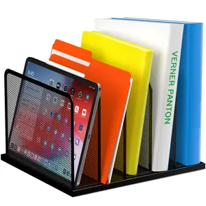 Desk File Organizer 5 Sections Upright Mesh Desktop Organizer File Sorter Office Organization File Holder for Home, Office & Classroom