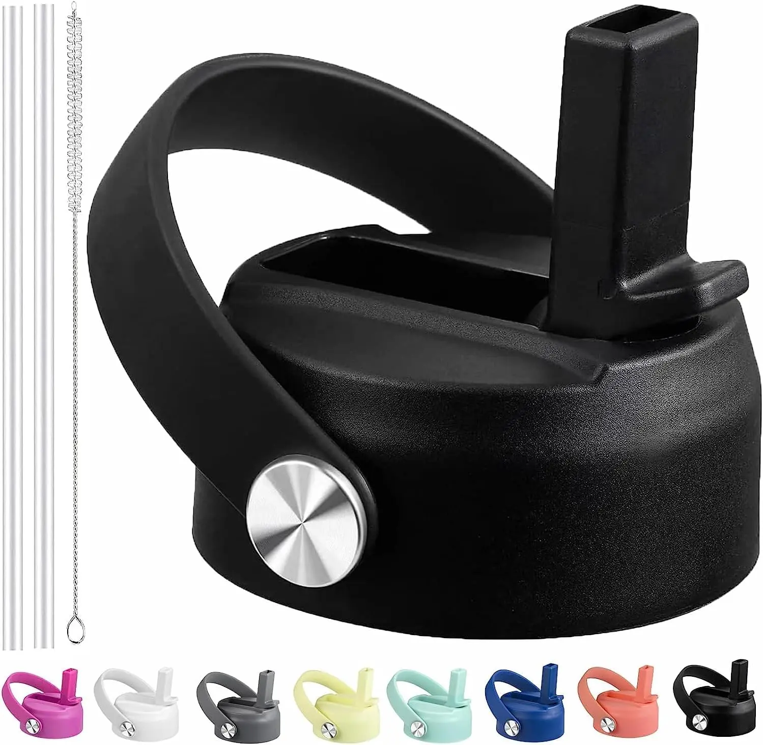 Straw Lid for Hydro Flask Wide Mouth Water Bottles, Top Lids with Straw Compatible with Hydro Flask 32 40 oz, Replacement Cap Wide Mouth Accessories Flip Lid Flex HandleGift.