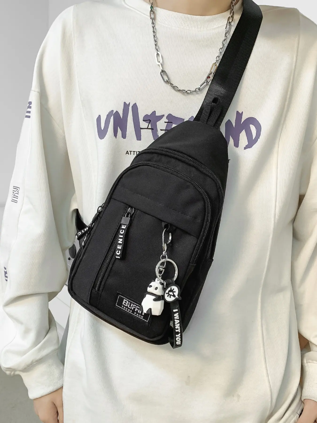 New Multi-Zip Pocket Chest Bag, Unisex Casual Single Shoulder Bag, Zipper Fanny Pack, Crossbody Fanny Pack, Casual Bags, Includes Hanging Charm, Daily Use Purse, Perfect for Daily Use