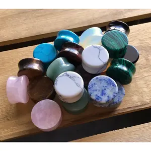 ALL 10 PAIR of Organic Double Flare Stone Plugs - Bulk Pack!