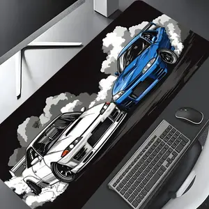 Drifting Racing Cars Pattern Mouse Pad, Rectangle Gaming Mouse Pad, Made for Gaming, Non-slip Rubber Pad, Aesthetic Desktop Decoration Protective Pad for Laptop, Desktop Computer Games Mousepad, Protection