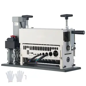 Electric Wire Stripper Machine For Copper Cables 0.06-1.57 Inch Capacity, 11-Channel Automatic Copper Cable Stripper, 370W Wire Stripping Tool With Manual Hand Crank And Emergency Stop Button, Scrap Copper Recycling