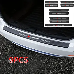 9pcs Carbon Fiber Color Car Door Sill Protectors - Anti-Slip & Scratch-Resistant For Toyota Honda Mazda Mitsubishi For Jeep MG