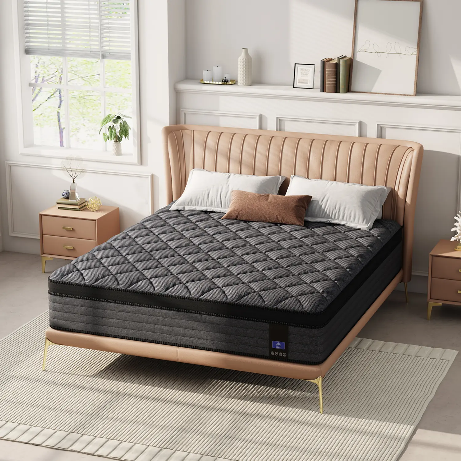 10/12 In Medium-Firm Cool Black Memory Foam Hybrid Mattress - Twin, Full, Queen, King Sizes - Soft, Comfortable Sweet Night Bed - Bed Upgrade - Gift for Children - Halloween/Christmas Indoor Furniture, Memory Foam Mattress, Queen Size Mattress Premium Bed