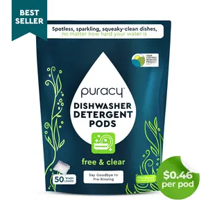 Puracy Natural-Based Dishwasher Detergent Cleaner Tablets, Suitable for Your Home (Free & Clear, 50 Count) Puracy Natural-Based Dishwasher Detergent Cleaner Tablets, Suitable for Your Home (Free & Clear, 50 Count)