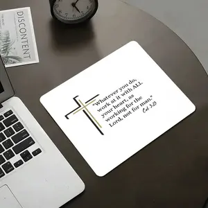 Christian Inspirational Bible Verse Cross Design Square Mouse Pad, Aesthetic Desktop Decorative Protective Pad, Rubber Anti-slip Lockedge Work Pad, Non Slip Mousepad Suitable for Laptop, Desktop, Work, Desk Accessories