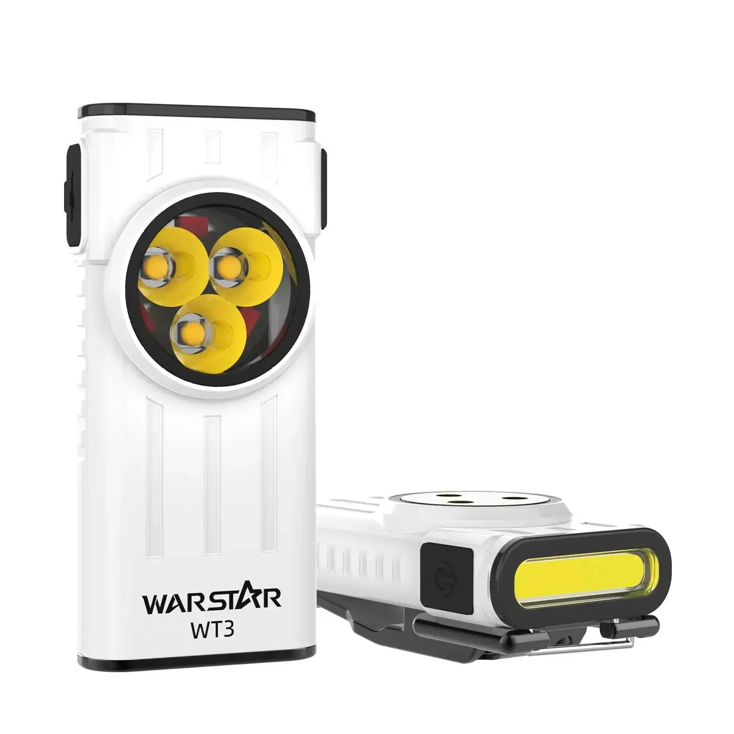 WARSTAR WT3 White Magnetic Clip Keychain Flashlight - USB Rechargeable, Compact EDC Light, EDC Tool, Keychain Mount, Hiking Gear for Camping & Outdoor Use
