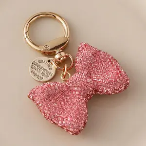Sparkling Rhinestone Ribbon Keychain – Cute Bling Charm for Bags & Phones