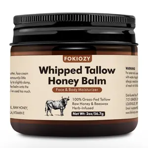 Fokiozy Whipped Beef Tallow & Raw Honey Balm - 2oz,Ultra-Nourishing All-Natural Face Cream, Body Lotion & Lip Balm,Grass-Fed & Organic Ingredients,for Intense Hydration and Repair,Christmas gifts,New Year's gifts