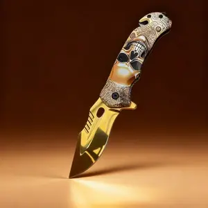 Skeleton Pocket Knife: Bidirectional locking for broken glass, fashionable handle design, SMS anti-slip grip, suitable for camping, fishing, graduation gifts, fishing equipment, outdoor folding knives, Halloween and Christmas gifts, party gifts