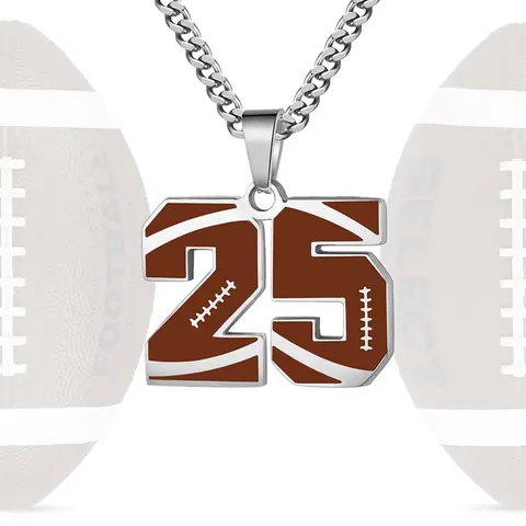 Adjustable 0-99 Number Necklace - Silver Stainless Steel Jewelry with Metal Coating, Artificial Gemstone Pendant, Unisex Inspirational Accessory for Athletes & Coaches, Game Day Casual Daily Gift