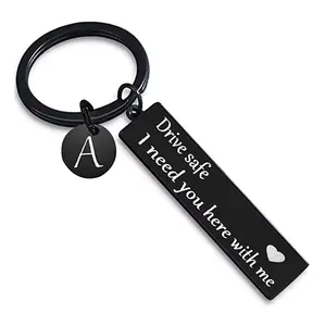 Drive Safe Keychain for Boyfriend 26 Letter Keychain Gifts for Him Birthday Christmas Valentines Day Personalized Gift