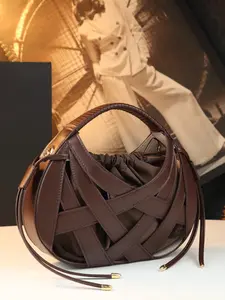 Vintage Woven Handbag for Women, Unique Drawstring Crescent Bag, High-End Commuter Crossbody Bag, Stylish and Elegant Design