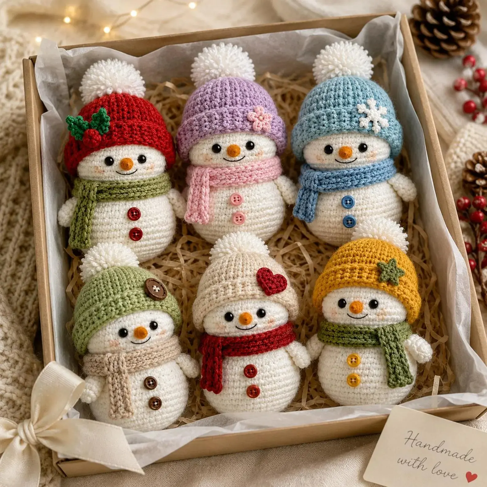Crochet Snowman Toy, Christmas Amigurumi, Handmade Winter Plush, Cute Stocking Stuffer, Holiday Tiered Tray Decor, Festive Desk Ornament