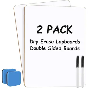 Small White Board 2 Pack Dry Erase Boards, 9''x 12'' Mini Double Sided Portable Whiteboards for Students Teachers School Supplies, Includes 2 Markers and 2 Erasers