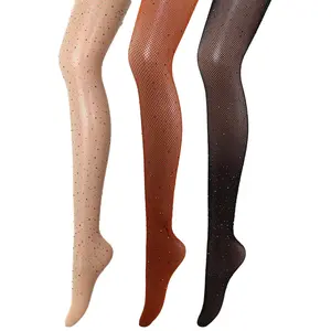 Women's OIDEA 3-Pack Rhinestone Fishnet Thigh-High Stockings - Nylon, Breathable, Stretchy Sheer Tights with Colorful Crystals, Fits Shorts and Outfits