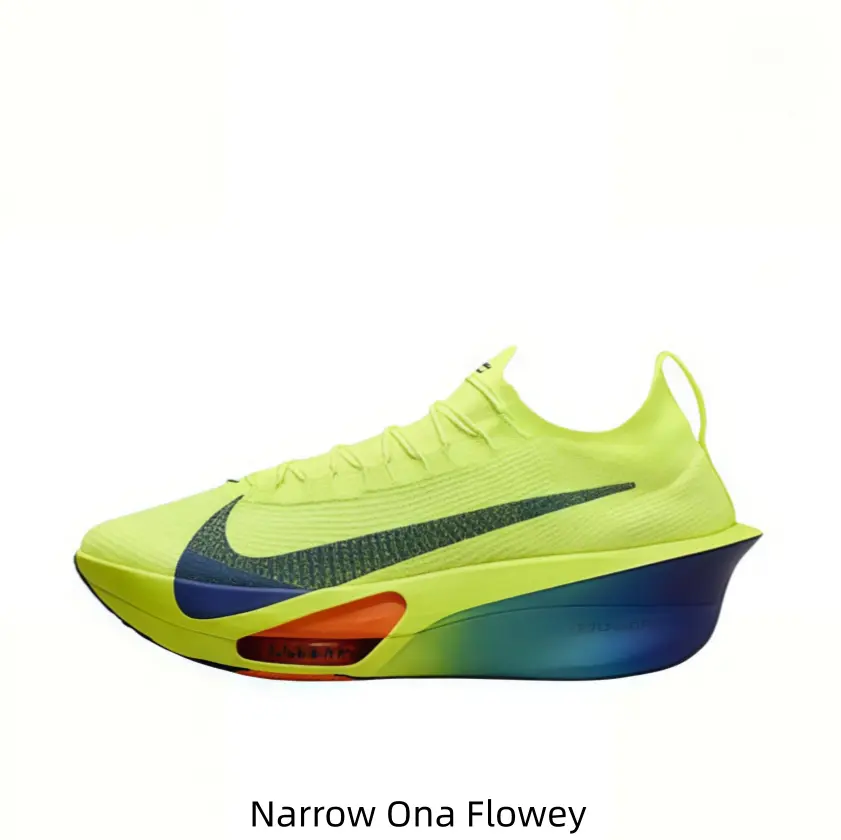 Neon Yellow Sock Knit Carbon Plate Running Shoes Dark Contrast Side Logo Blue Gradient Thick Cushion Sole Marathon Racing Running Shoes