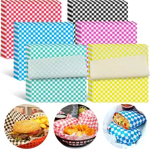 Deli Paper Sheets 126P, 11.5x11.5 In Checkered Sandwich Paper Wraps, 6 Colors Basket Liners For  Serving,  Resistant Burger Wrappers for BBQ, Picnic, Party