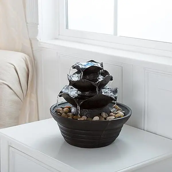 Pure Garden 3-Tier Indoor Water Fountain With LED Lights Pure Garden 3-Tier Indoor Water Fountain With LED Lights