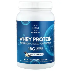 MRM Nutrition Whey Protein with Probiotics & Postbiotics, Vanilla, 2.03 lb (923 g)