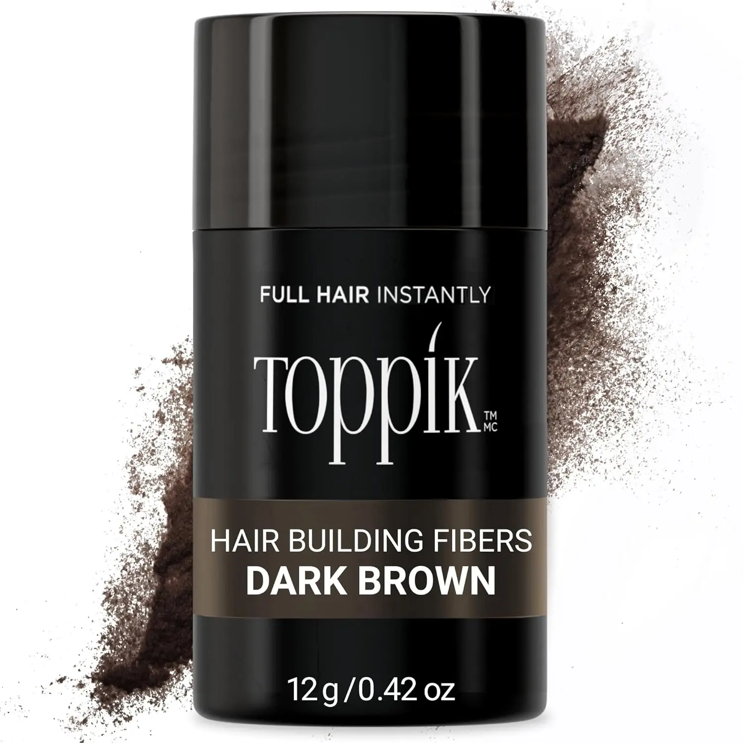 Toppik Keratin Hair Building Fibers - Haircare Styling Powder for Fine or Thinning Locks, Instantly Creates Thicker, Fuller-Looking Results, Dark Brown