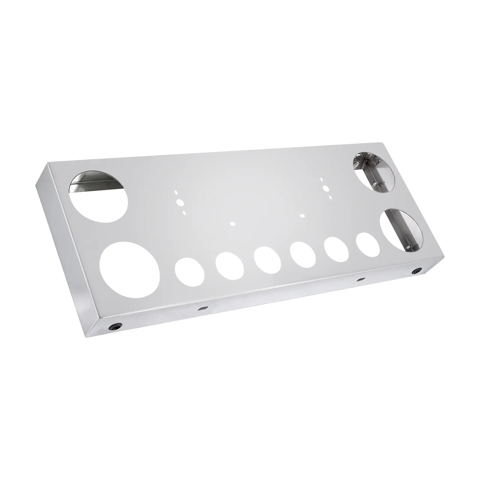 Tail Light Panel Stainless Steel with Light Round Cutouts Rear Light Panel for Semi Truck Trailer(Lights Not Included)