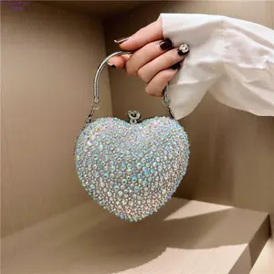 Women's 2026 New Luxury Heart Rhinestone Mini Acrylic Crossbody Bag - Elegant Evening Clutch, Stylish Makeup Vanity Pouch, Sparkly Designer Purse, Handbags for Women Perfect for Parties, Weddings, Formal Events, Purses,summervibes