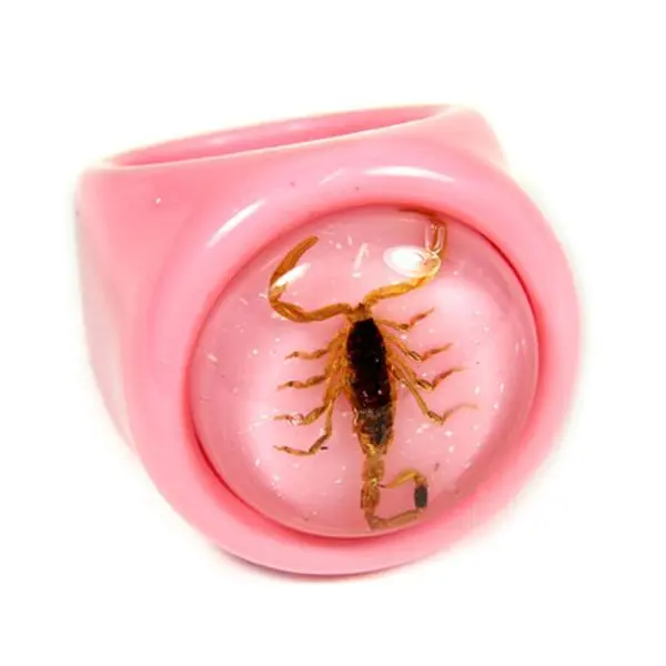 212 MAIN Fashion Gold Scorpion Motif Pink Acrylic Ring - High Quality Components, Size 7, Water Sports & Swimming Accessory