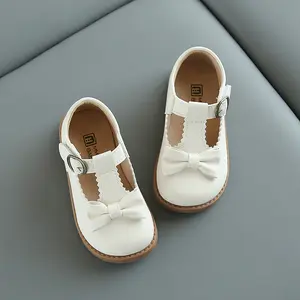 Trendy Cute Bowknot Solid Color Dance Shoes Girls Lightweight Soft Flat Shoes Ideal Parties School Christmas Autumn Wear