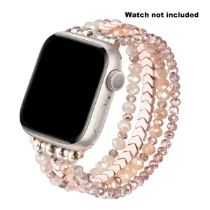 Women's Beaded Bracelet Watch Band for Apple Watch Series 1-11 Se, Jewelry Crystal Wristband, Smartwatch Strap, Elegant Design, Perfect Gift, Smart Watch Accessories