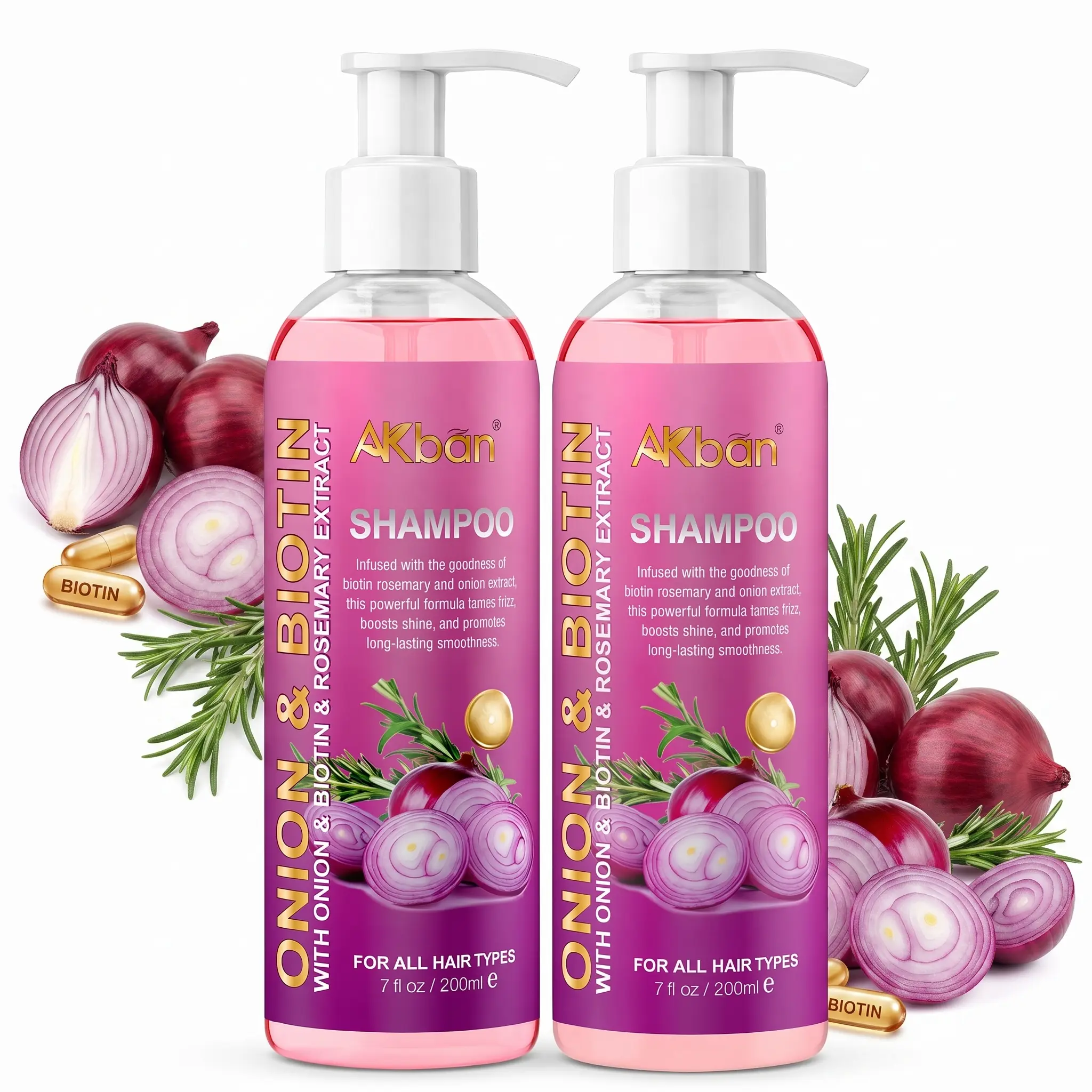 Shampoo and Conditioner Set with Onion & Rosemary for Hair Growth and Repair, a Biotin Infused Cleansing & Conditioning Treatment with Fragrance for Curly & Wavy Hair, Cleanser, Curly Hair