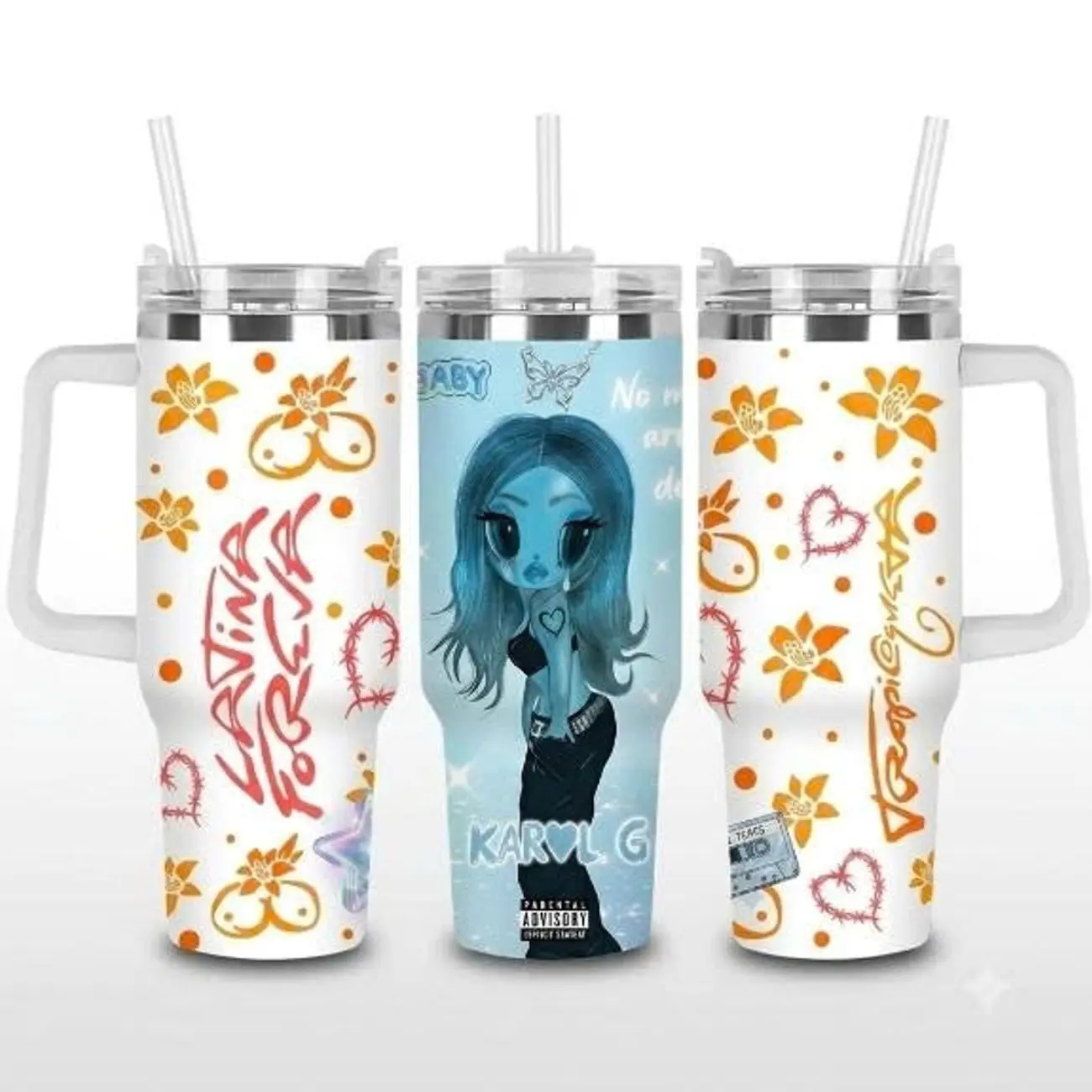 La Bichota 40oz Tumbler with Handle and Straw, Gift for Fans, Halloween Gifts, Christmas Gifts