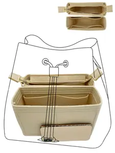 2PCS Purse Organizer, Felt Bag Organizer with Zipper, Insert Backpack Organizer With 2 Packs In One Set, Tote Organizer Insert for Women For LV NeoNoe noe Series Perfectly