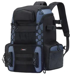 Piscifun Fishing Tackle Backpack with 4 Tackle Boxes Water-Resistant 600D Nylon Large Capacity Ergonomic Design Multifunctional Gear Storage Bag for Rod & Accessories